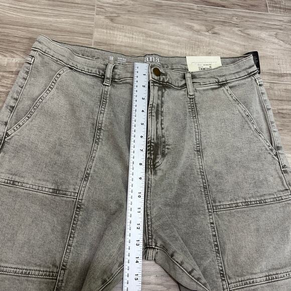 a.n.a High Rise Slim Straight Leg Fitted hip & Thigh Olive Taupe Jeans Size 18 - Picture 4 of 11